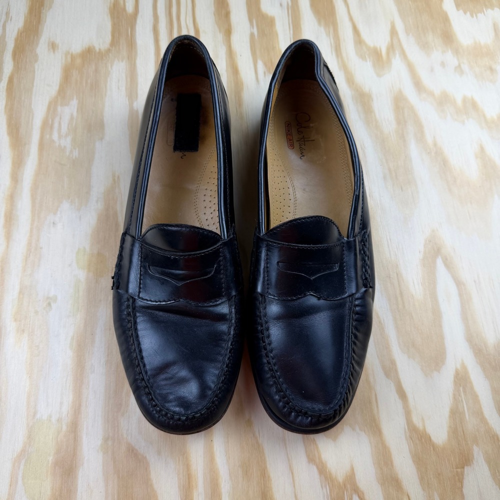 Cole Haan Nike Air Mens Black Leather Penny Loafers Dress Shoes Size 10 N C06590